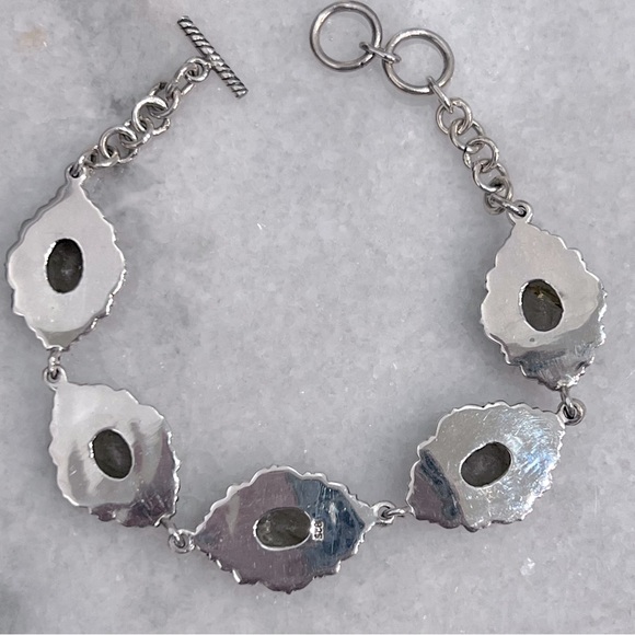 Golden Rutilated Quartz Sterling Silver Toggle Clasp Bracelet - Picture 9 of 10